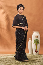Black Striped All Fours Saree