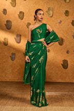 Green Cherry Wine Saree