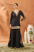 Black Trikone Sharara Set