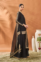 Black Trikone Sharara Set