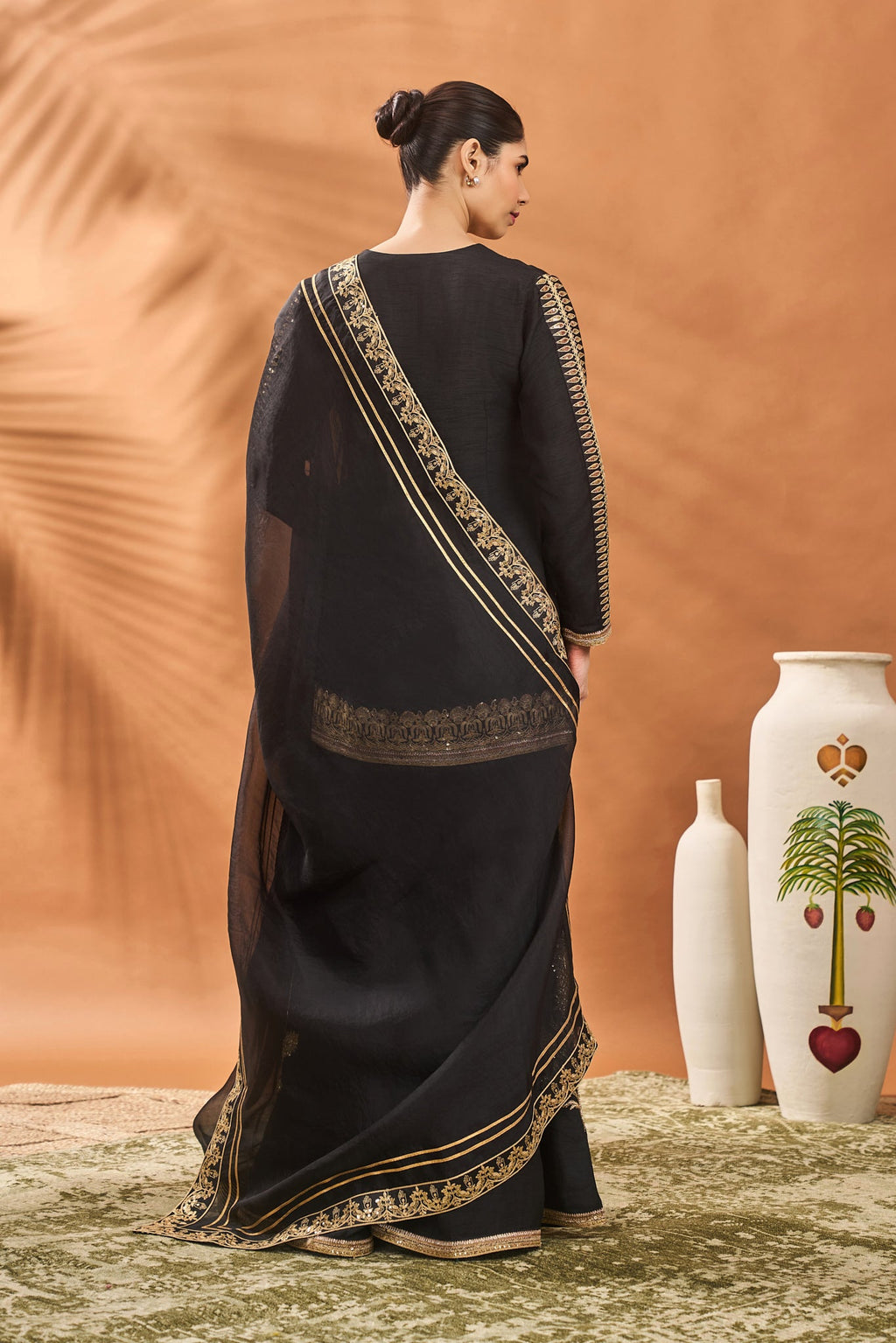 Black Trikone Sharara Set