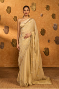 Gold Ivory Moon Garden Tissue Saree