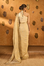 Gold Ivory Moon Garden Tissue Saree