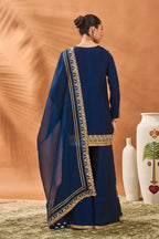 Blue Trikone Sharara Set