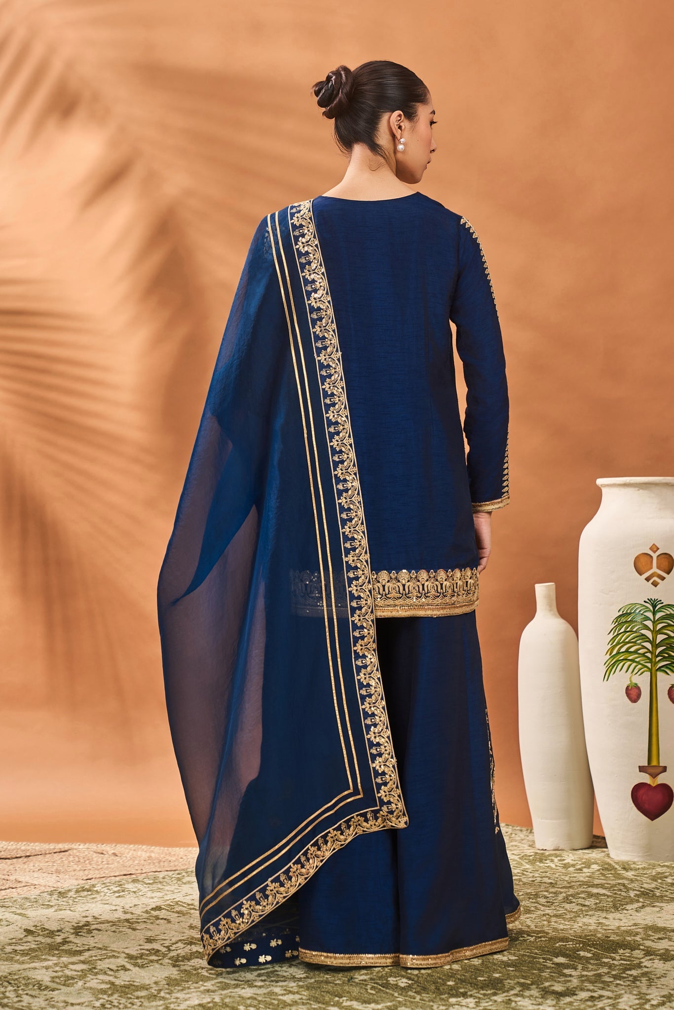Blue Trikone Sharara Set