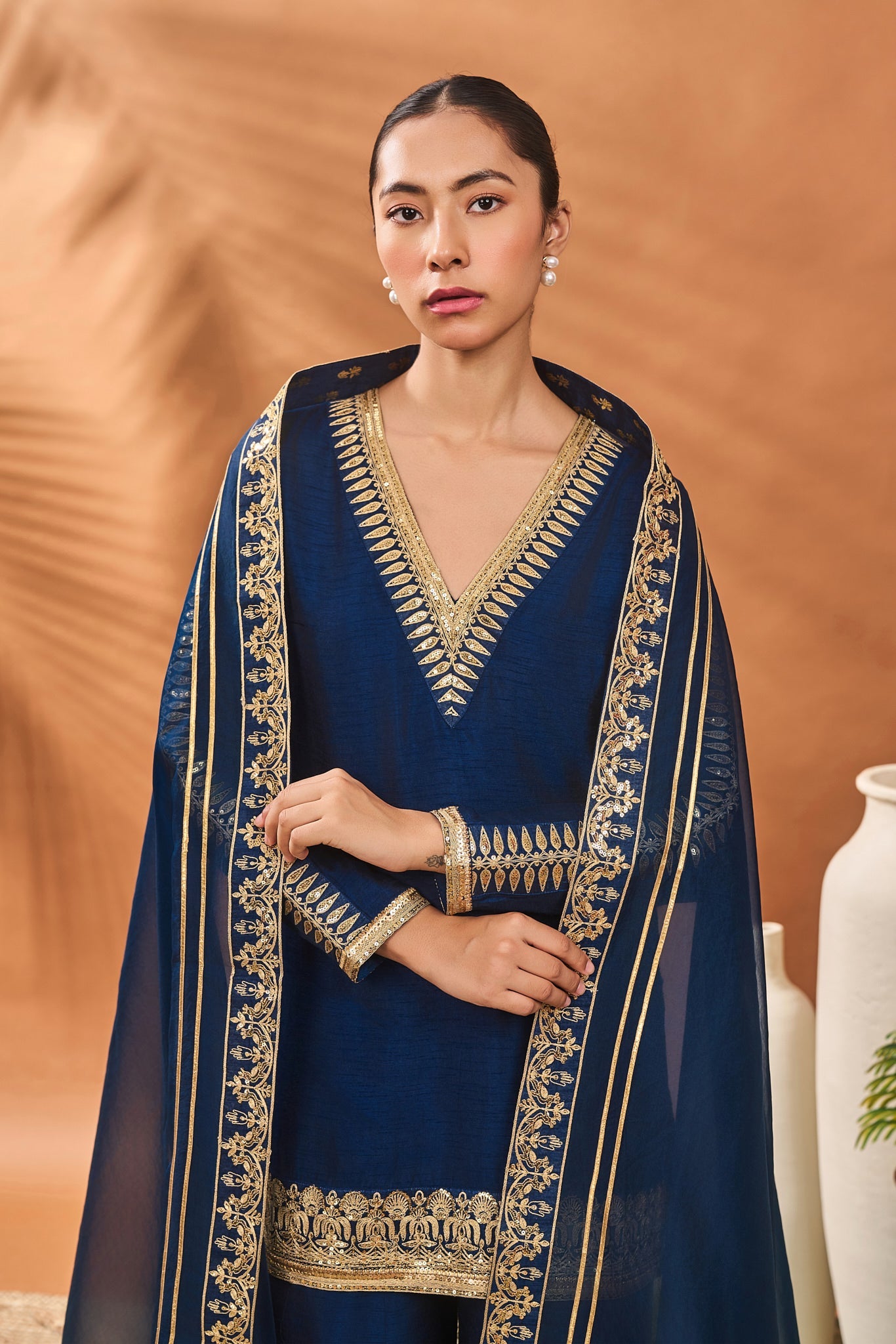 Blue Trikone Sharara Set