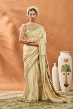 Sage Green Striped All Fours Saree