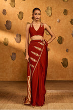 Red Fern Flame Saree
