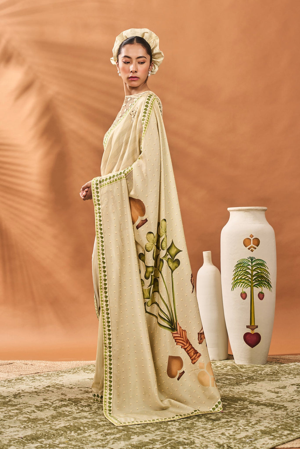 Sage Green Striped All Fours Saree