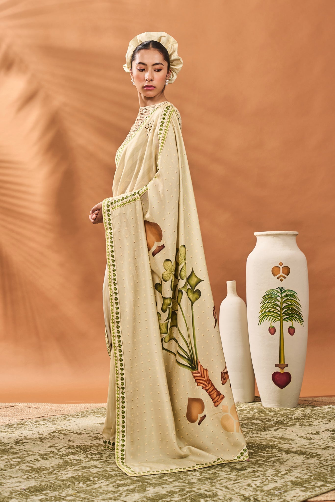 Sage Green Striped All Fours Saree