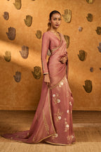 Mauve Moon Garden Tissue Saree