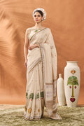 Ivory Tree Of Hearts Saree