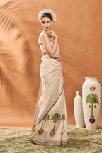Ivory Tree Of Hearts Saree