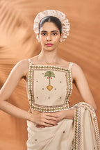 Ivory Tree Of Hearts Saree