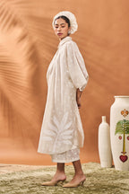 Chanderi Trellis Palm Kaftan Set