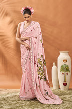 Pink Checkers Spade Bloom Saree