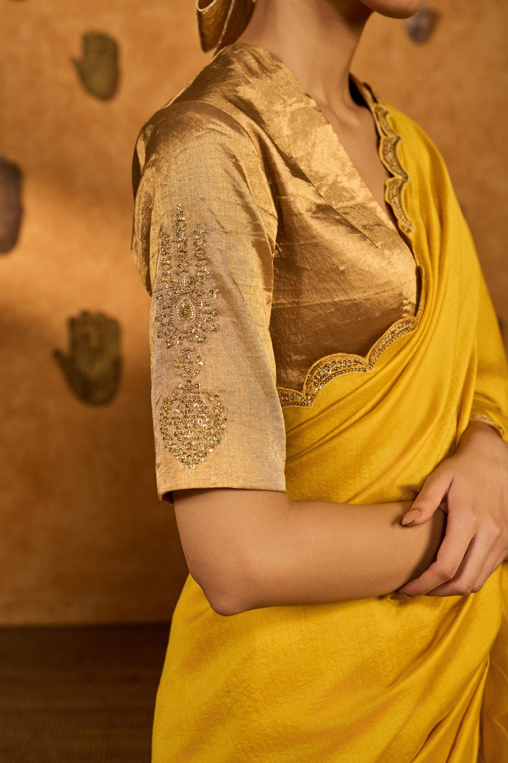 Yellow Bird Tales Saree