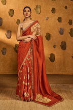 Rust Windrose Crushed Saree