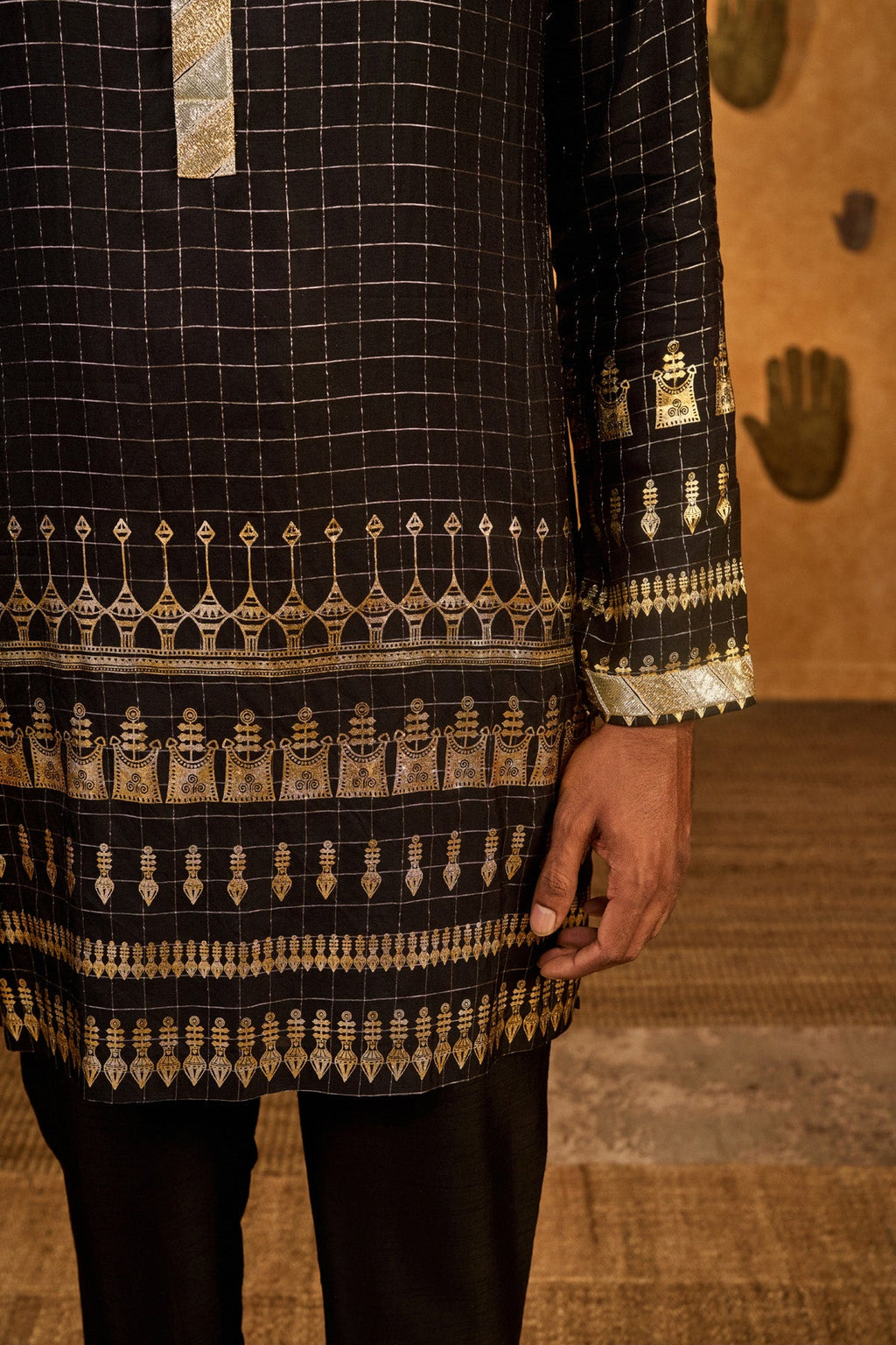 Black Midas Touch Menswear Kurta Set