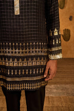 Black Midas Touch Menswear Kurta Set