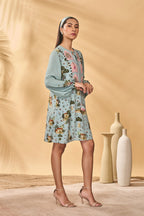 Blue Miniature Dreams Embroidered Mini Dress