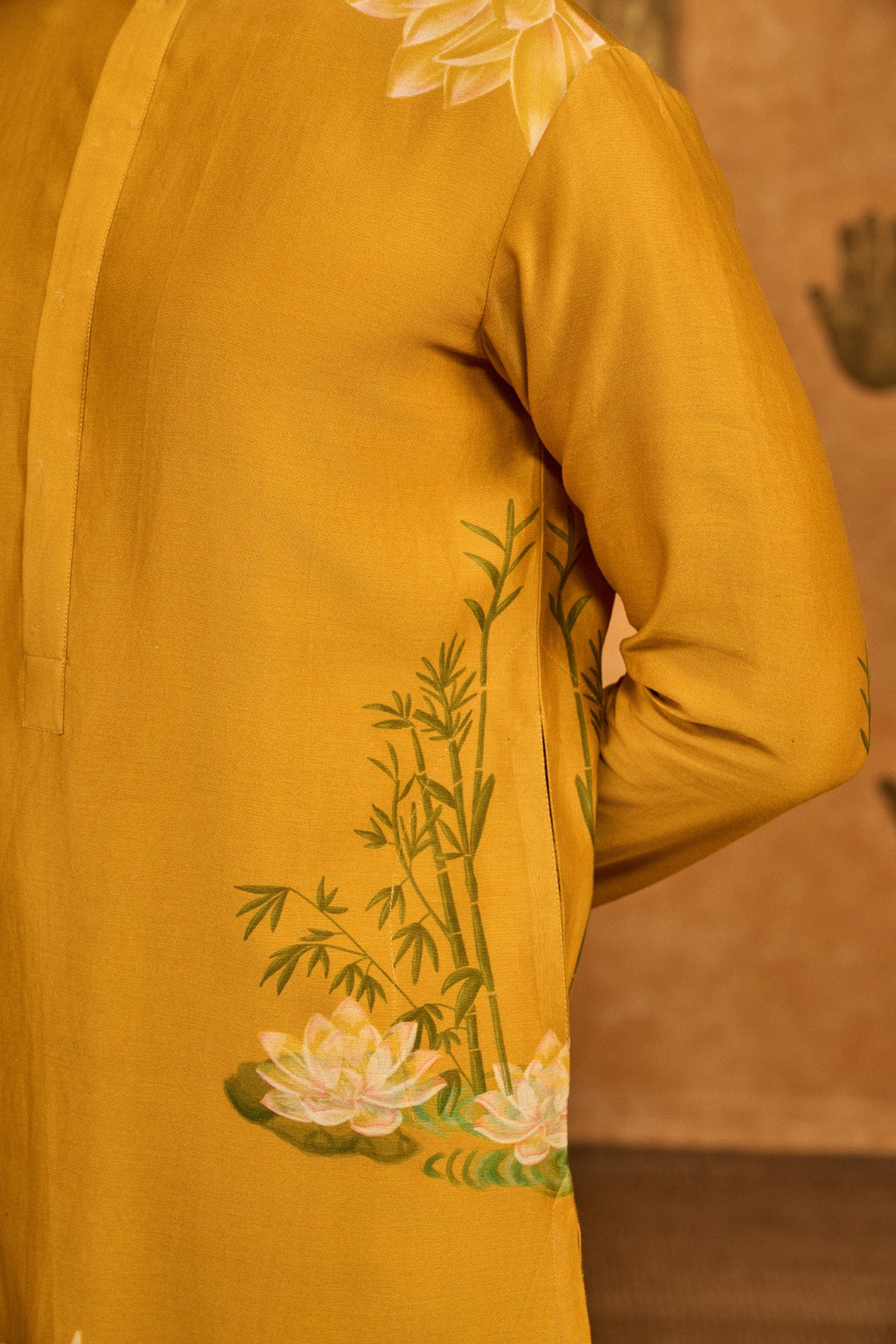Ochre Bamboo Grove Menswear Kurta Set