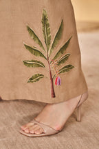 Beige Trellis Palm Waistcoat Set
