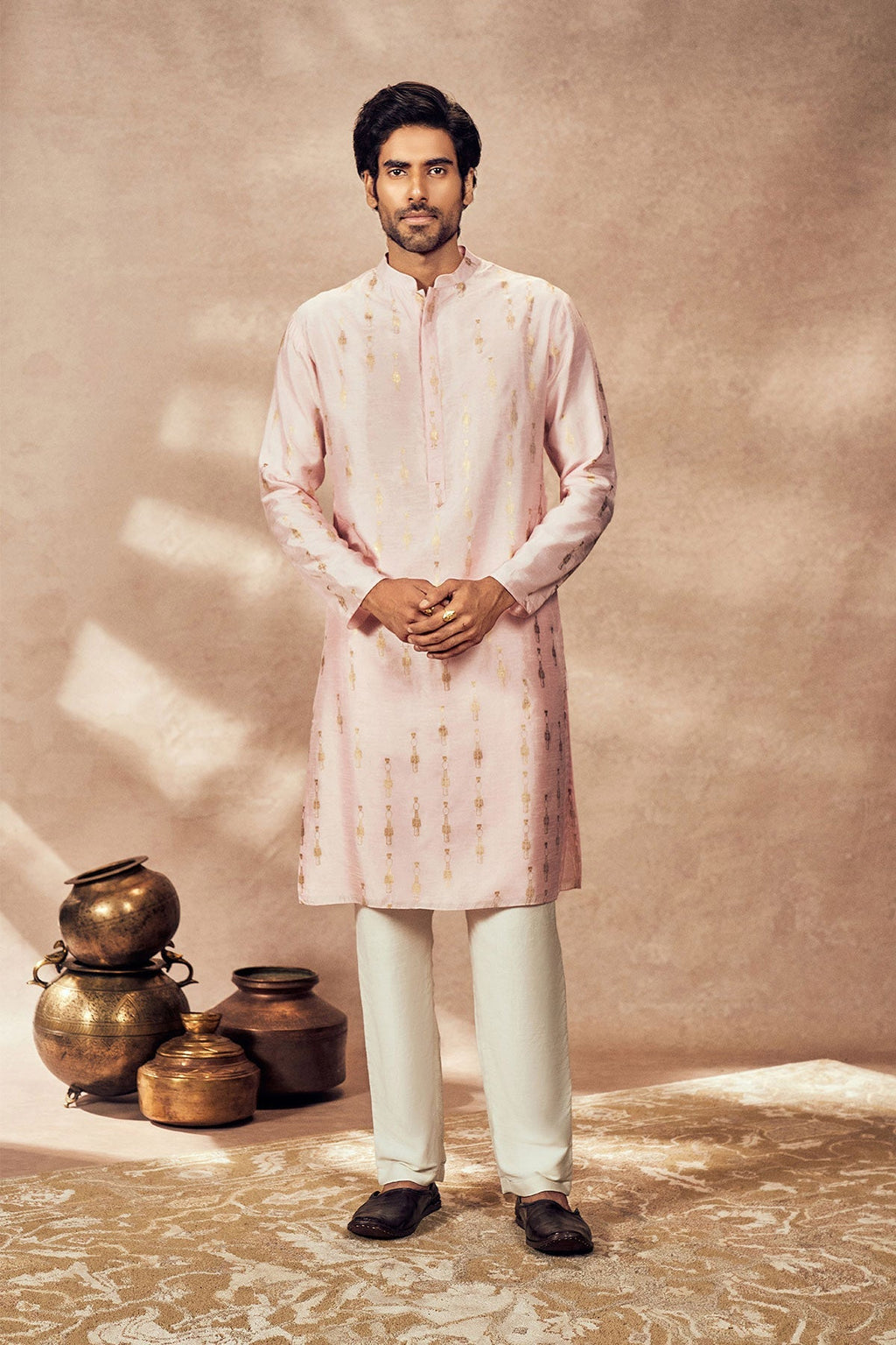 Baby Pink Tribal Pillar Kurta Set