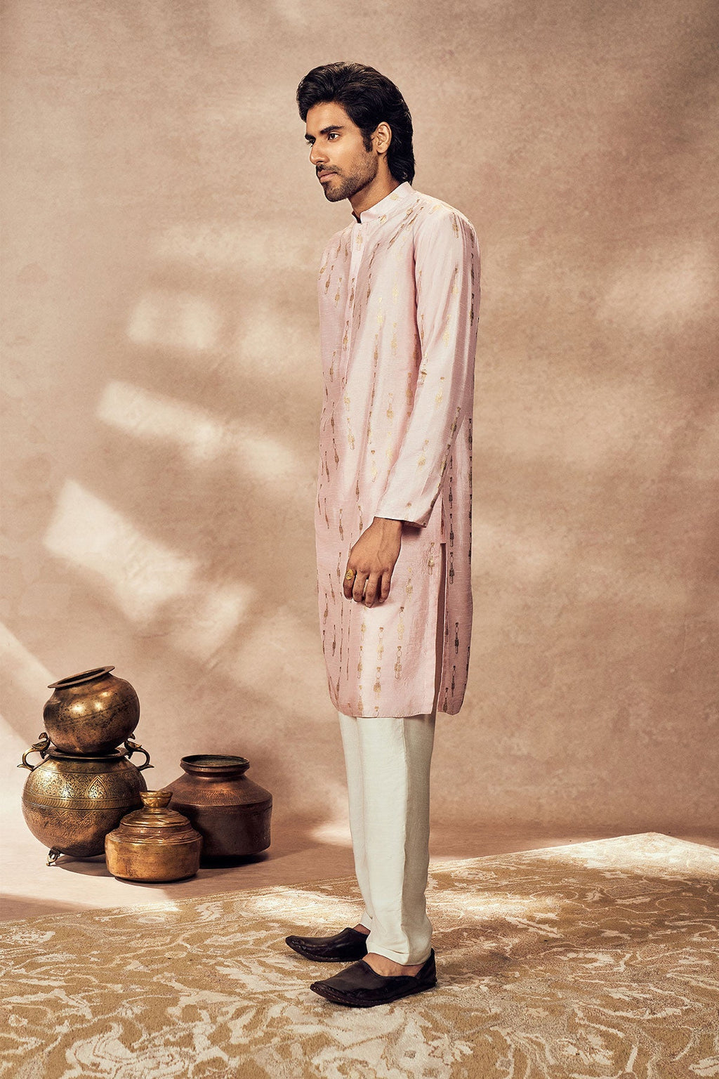 Baby Pink Tribal Pillar Kurta Set