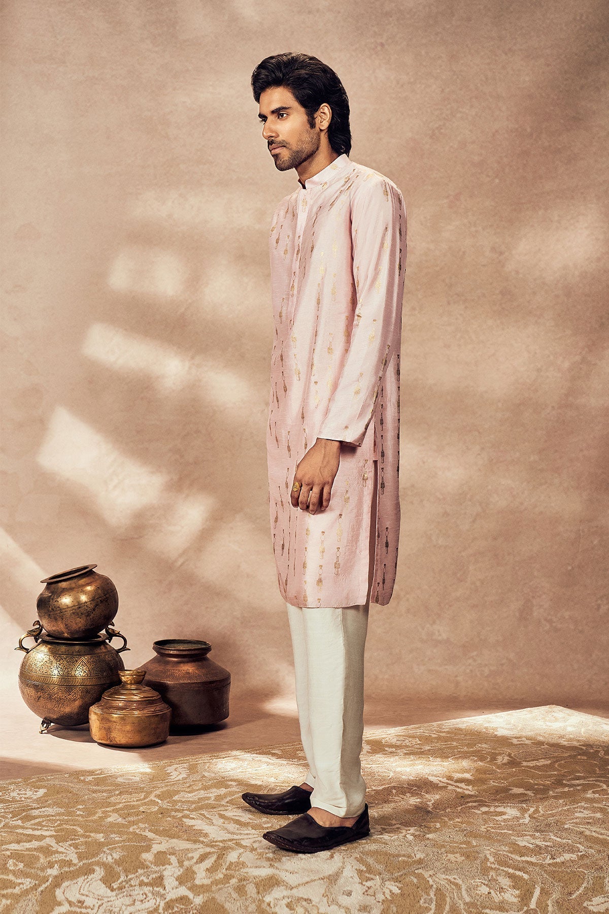 Baby Pink Tribal Pillar Kurta Set