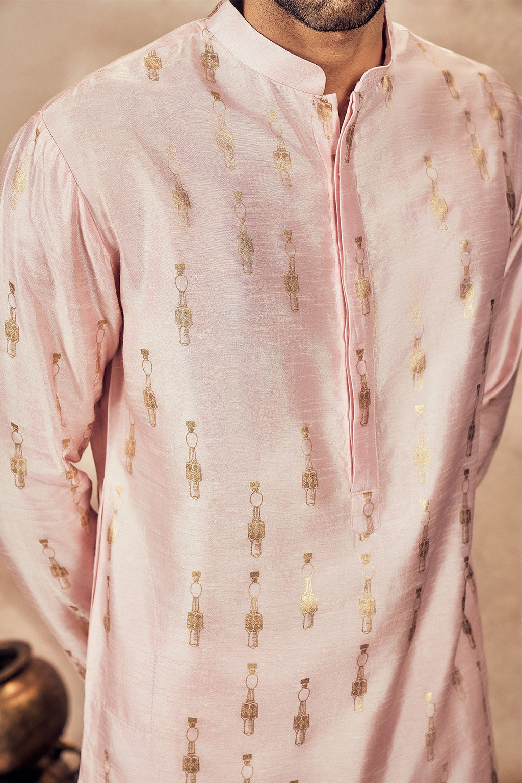 Baby Pink Tribal Pillar Kurta Set
