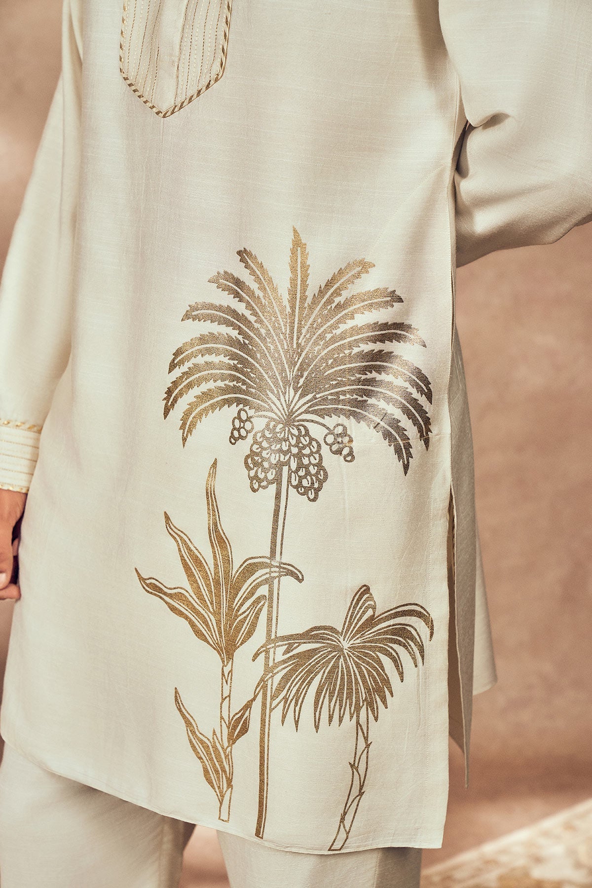Ivory Palm Blooms Kurta Set