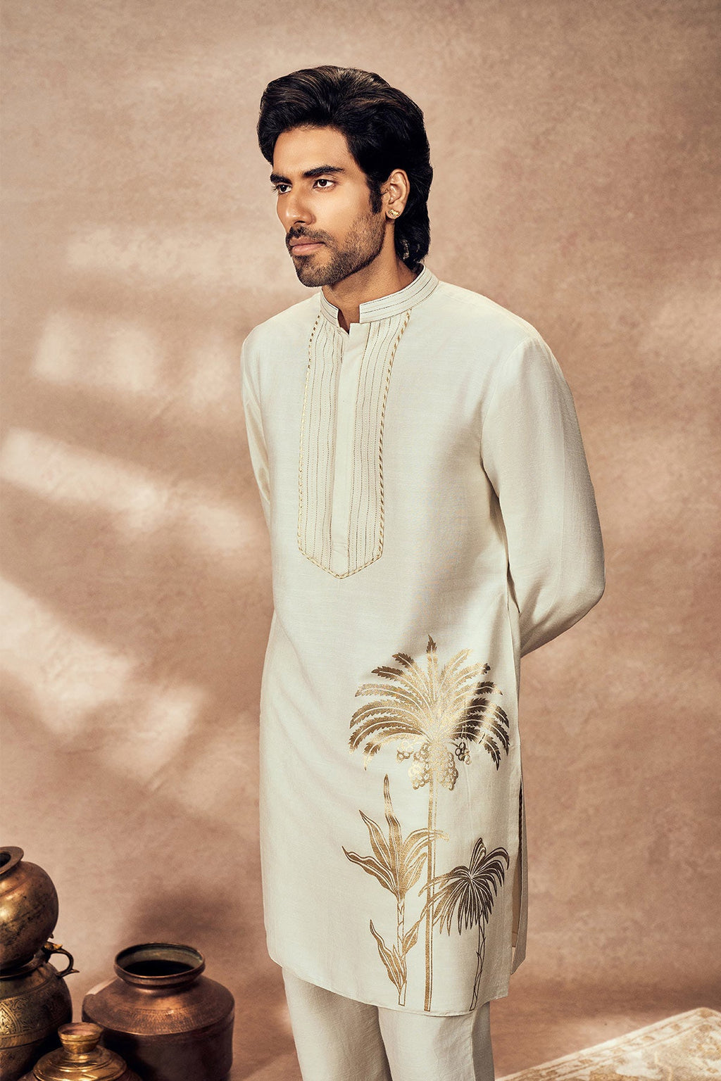 Ivory Palm Blooms Kurta Set