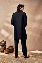 Black Palm Blooms Kurta Set