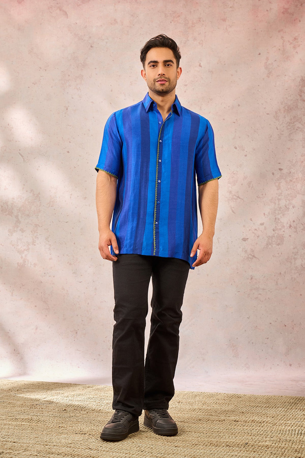 Blue Palm Stripes Shirt