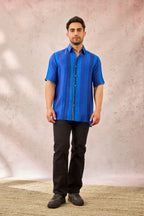 Blue Palm Stripes Shirt