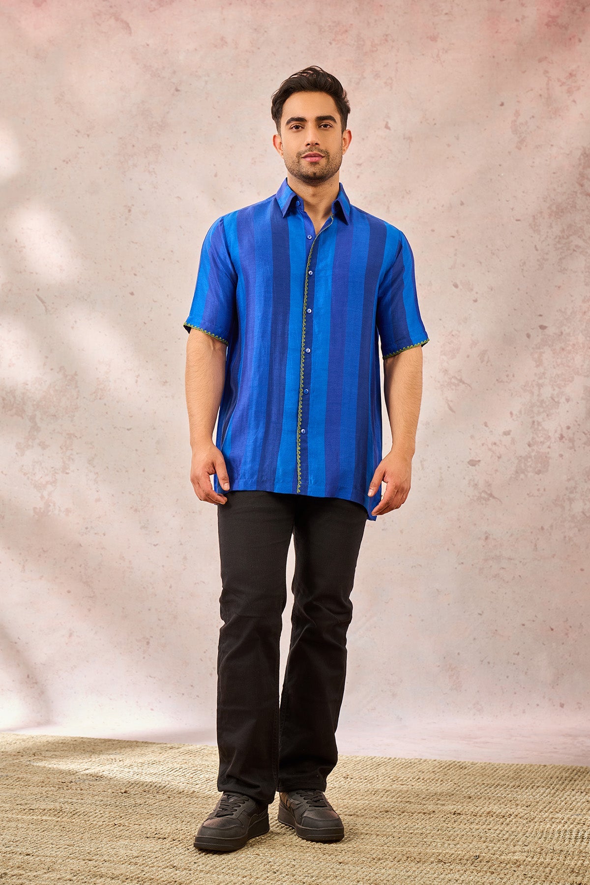 Blue Palm Stripes Shirt
