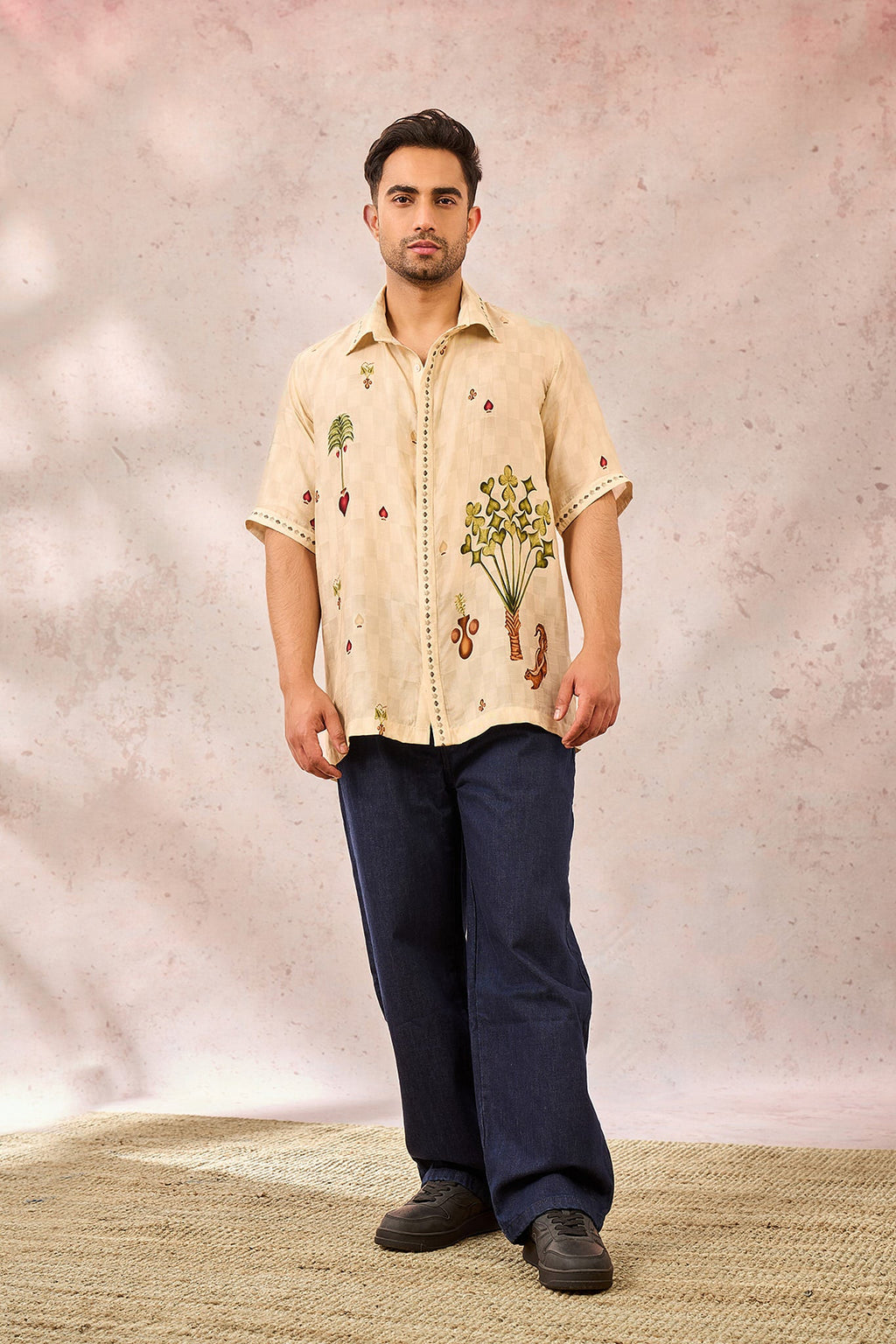 Beige Checkers Bloom Shirt
