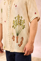 Beige Checkers Bloom Shirt