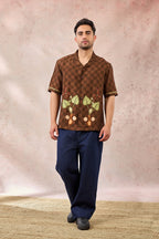 Brown Checkers Bloom Shirt