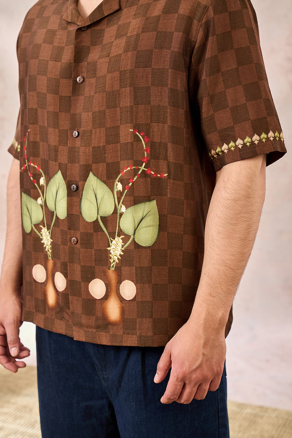 Brown Checkers Bloom Shirt