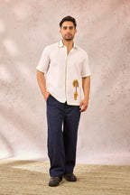White Tropical Embroidered Shirt