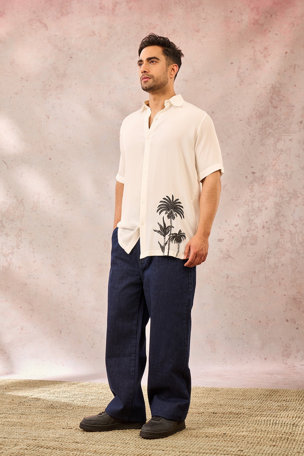 White Palm Tree Print Shirt