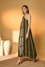 Green Totem Pod One Shoulder Kaftan