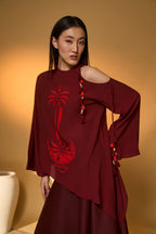 Maroon Lunar Lagoon Skirt Set
