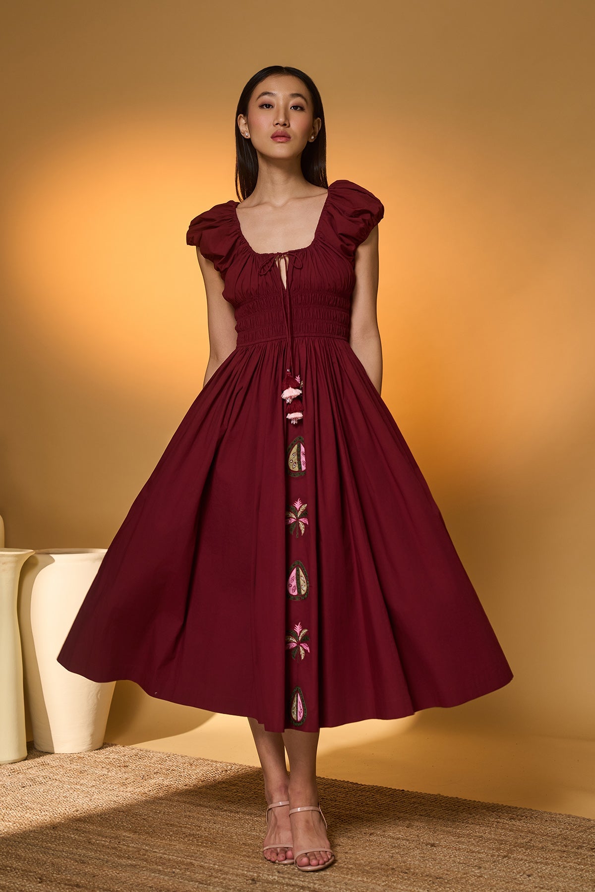 Pear of Tropics Smocked Midi Dress