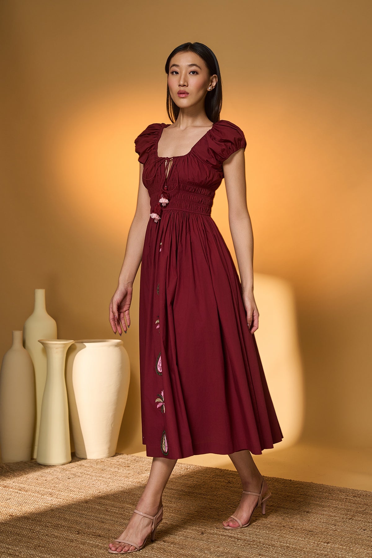 Pear of Tropics Smocked Midi Dress