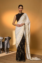 Black & White Tribal Pillar Saree