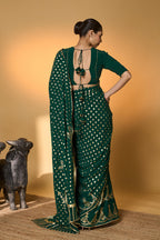 Emerald Green Palm Tree Saree