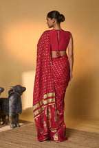 Red Tribal Mask Saree